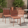 Powder Coated Steel Slatted Side Chairs Terracotta 830x470mm for Cafés & Bistros (Pack of 4)