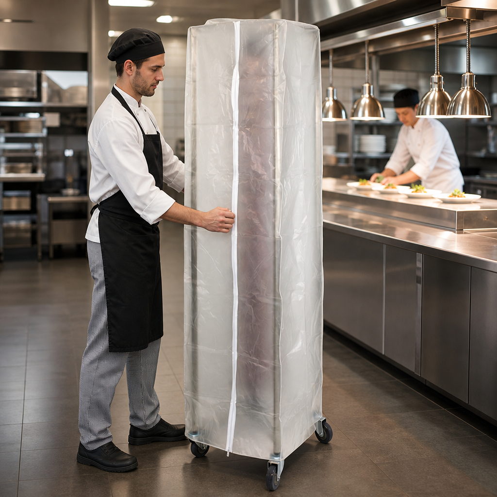 Stainless Steel Mobile Plate Rack Cover for Safe Food Transport