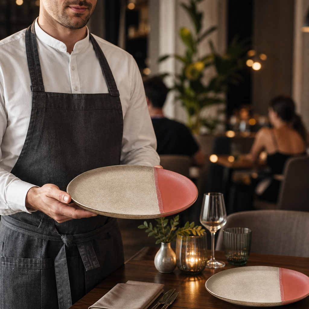 Plates 230mm Coral Stoneware for Everyday Use (Pack of 6)