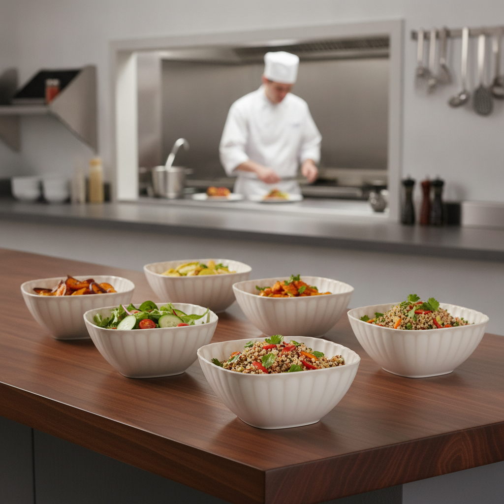 Melamine White Bowls 250mm for Catering Displays