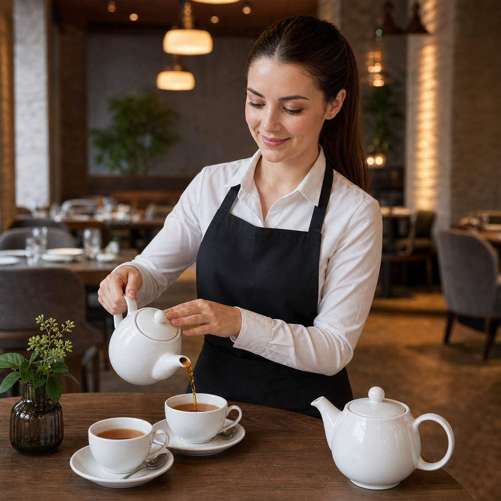 Stoneware White Teapots 450ml for Table Service (Pack of 2)