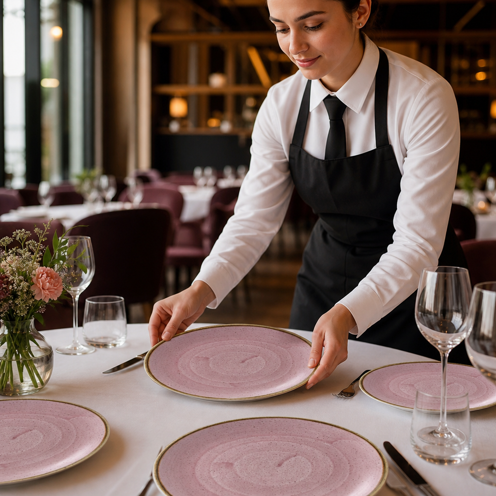Coupe Plates 254mm Pink Vitrified Ceramic for Dining Tables (Pack of 12)