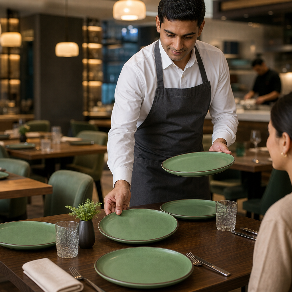 Plates 240mm Vitrified Stoneware for Restaurant Dining (Pack of 12)
