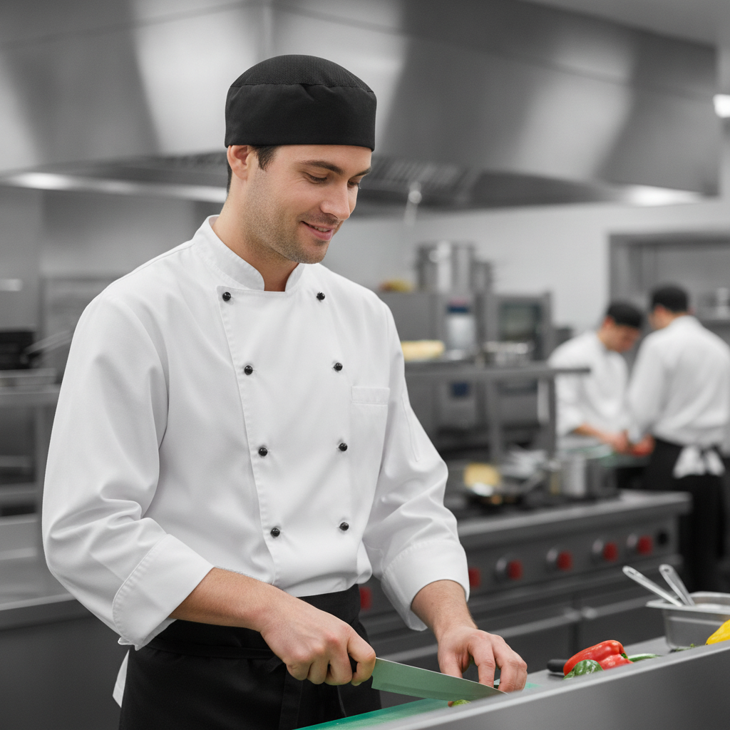 Black Breathable Skull Cap with Mesh Top for Commercial Kitchens