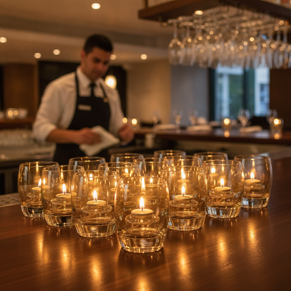 Glass Votives 95mm for Bars & Restaurants (Pack of 12)