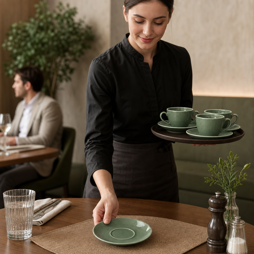 Saucers 152.5mm Green Porcelain for Dining Establishments (Pack of 12)