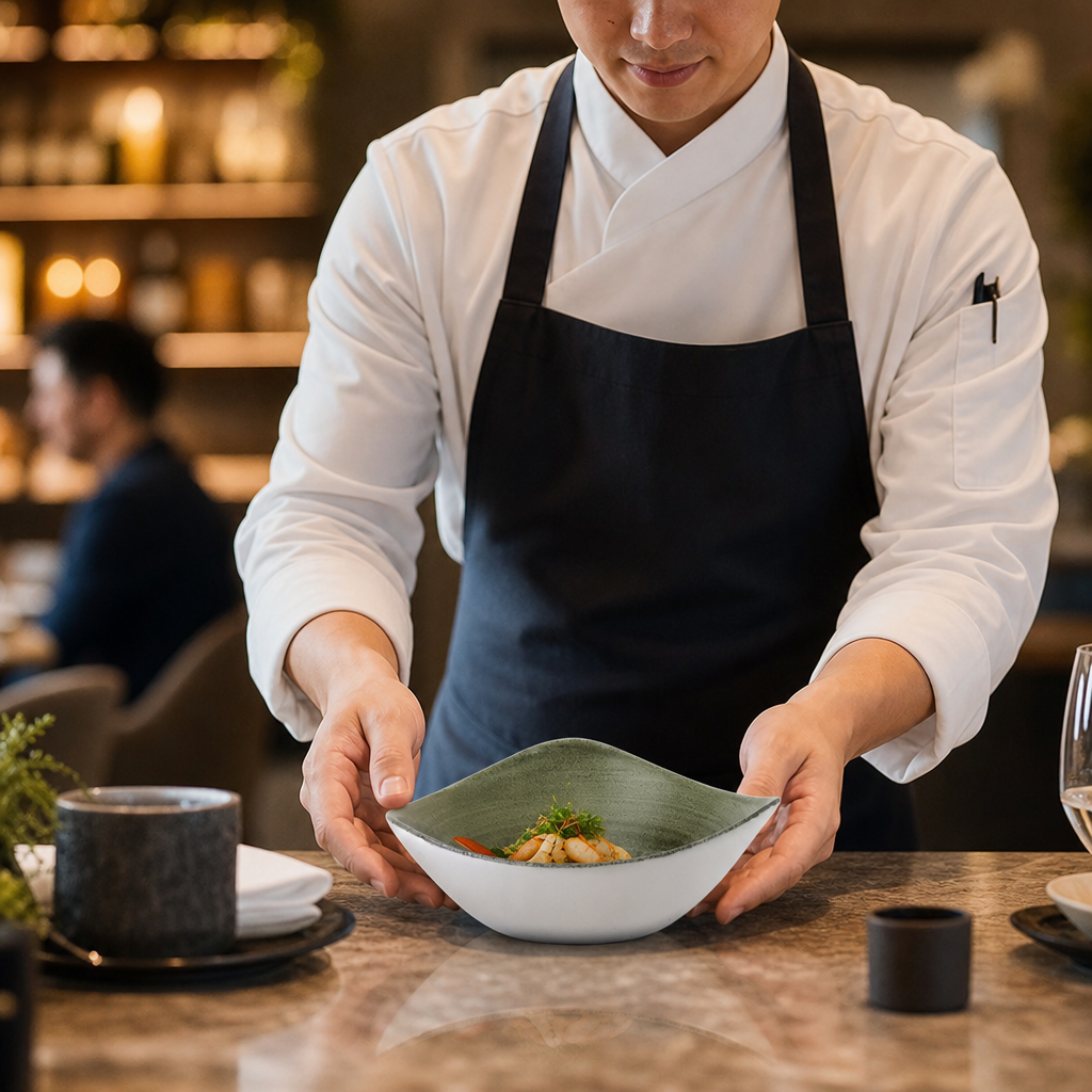 Bowls 178mm Green Porcelain for Dining (Pack of 12)
