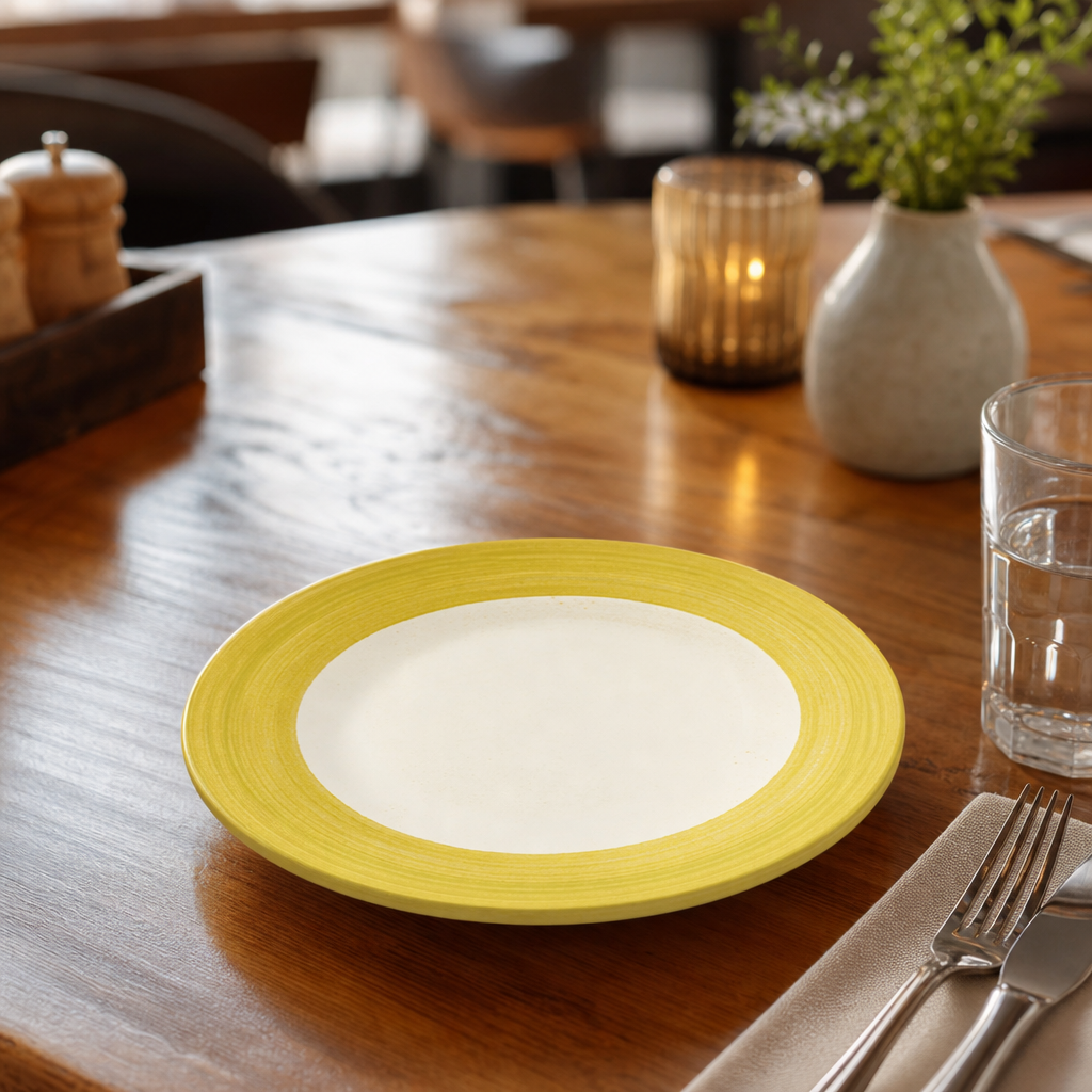 Slimline Plates 157mm Yellow Porcelain for Cafés & Restaurants (Pack of 36)