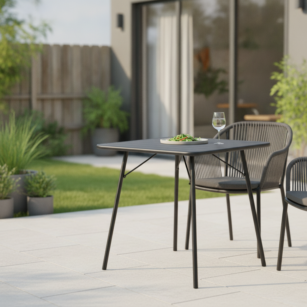 Powder Coated Steel Folding Bistro Table 700x700mm for Indoor & Outdoor Use