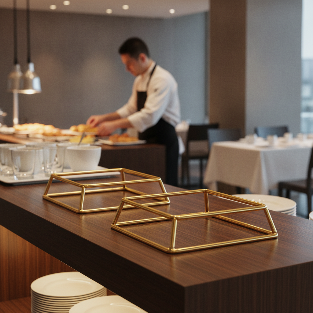 Steel Buffet Stand with Gold Finish for Elegant Displays