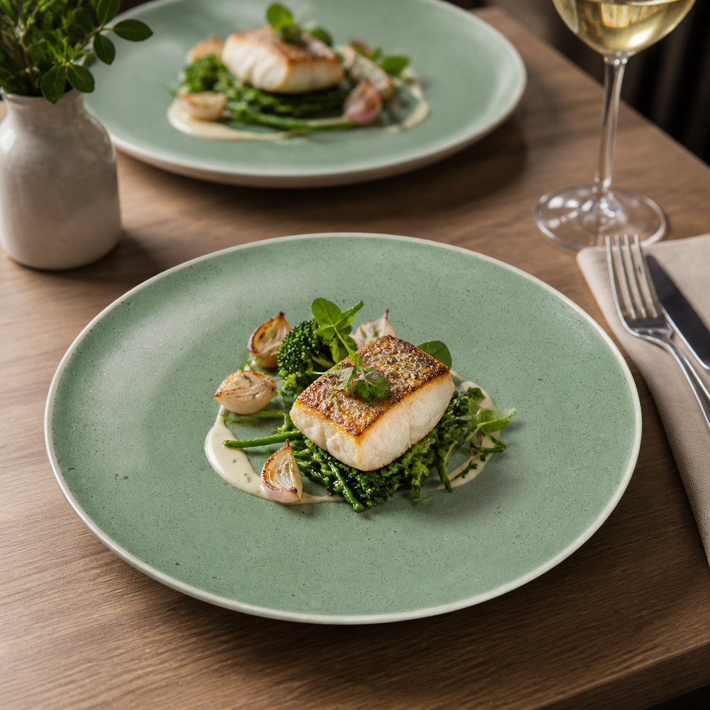 Plates 270mm Green Porcelain for Dining Environments (Pack of 6)