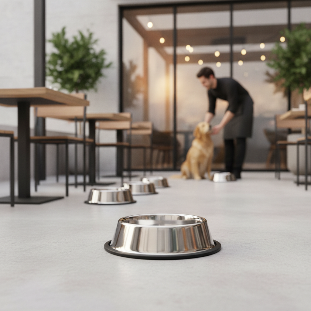Stainless Steel Medium Dog Bowl 700ml for Dog-Friendly Venues