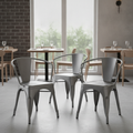 Powder Coated Steel Curve Armchairs Grey 720x450mm for Indoor & Outdoor Use (Pack of 4)