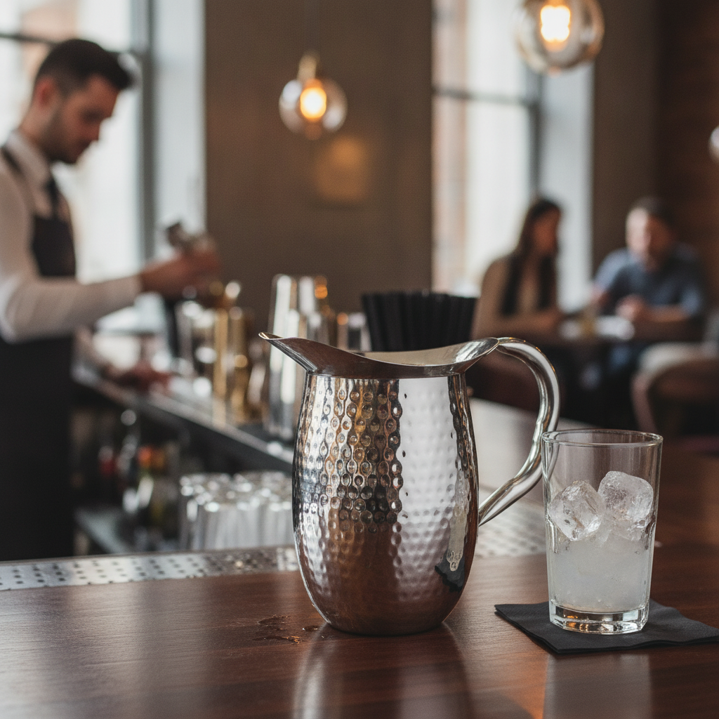 Stainless Steel Hammered Pitcher 2L for Bars & Pubs