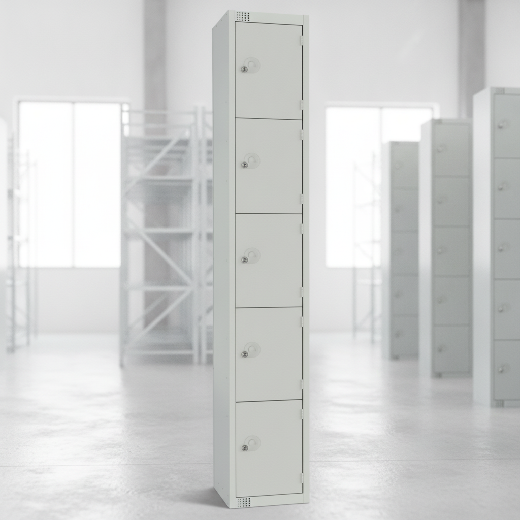 Powder Coated Steel Five Door Lockers 300mm Deep for Storage