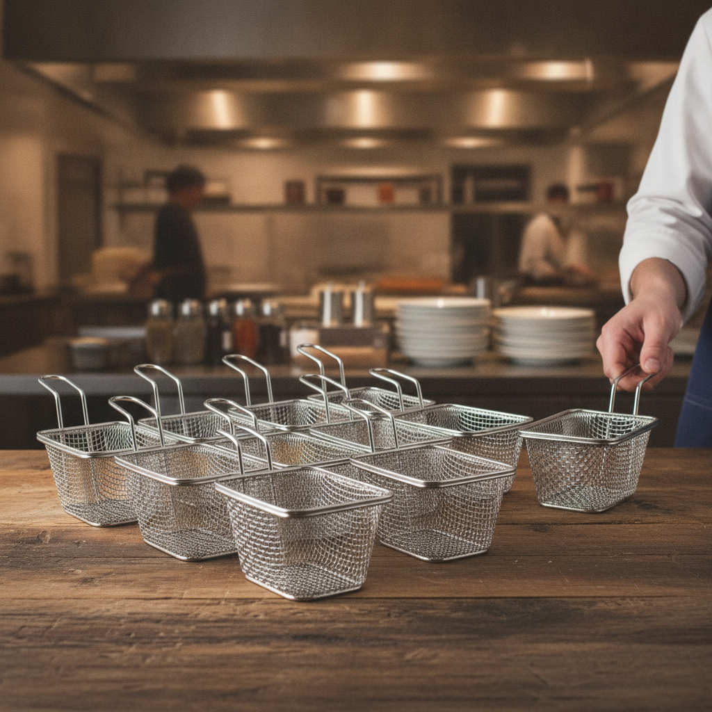 Stainless Steel Fry Baskets 105x92mm for Casual Dining (Pack of 12)