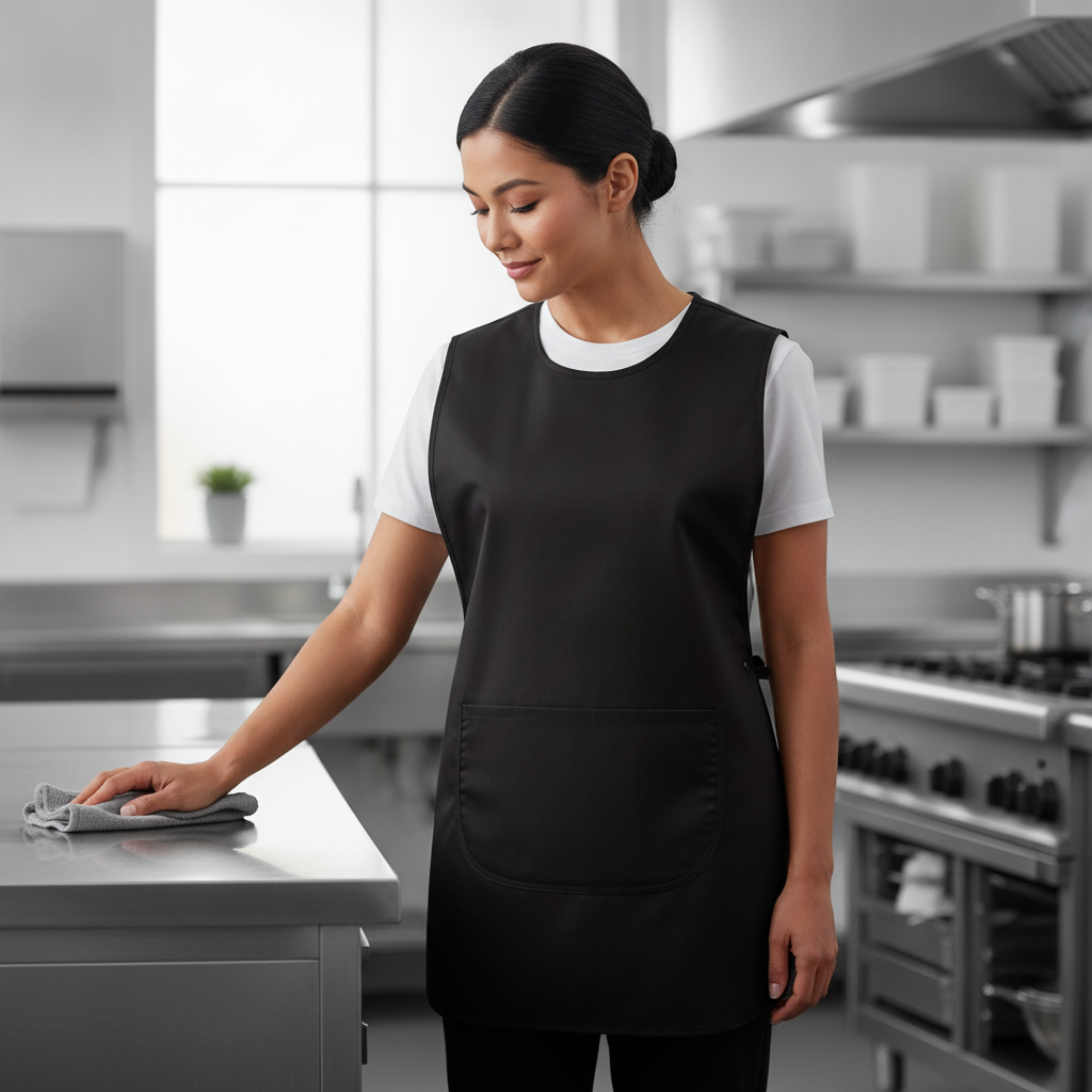 Polycotton Black Tabard for Canteens & Kitchens