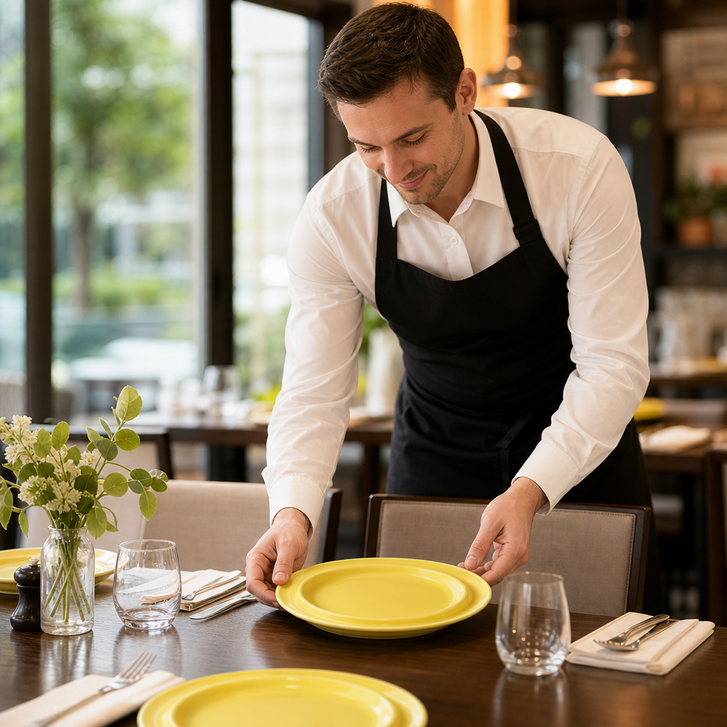 Raised Rim Plate 253mm Yellow Porcelain for Care Institutions (Pack of 4)