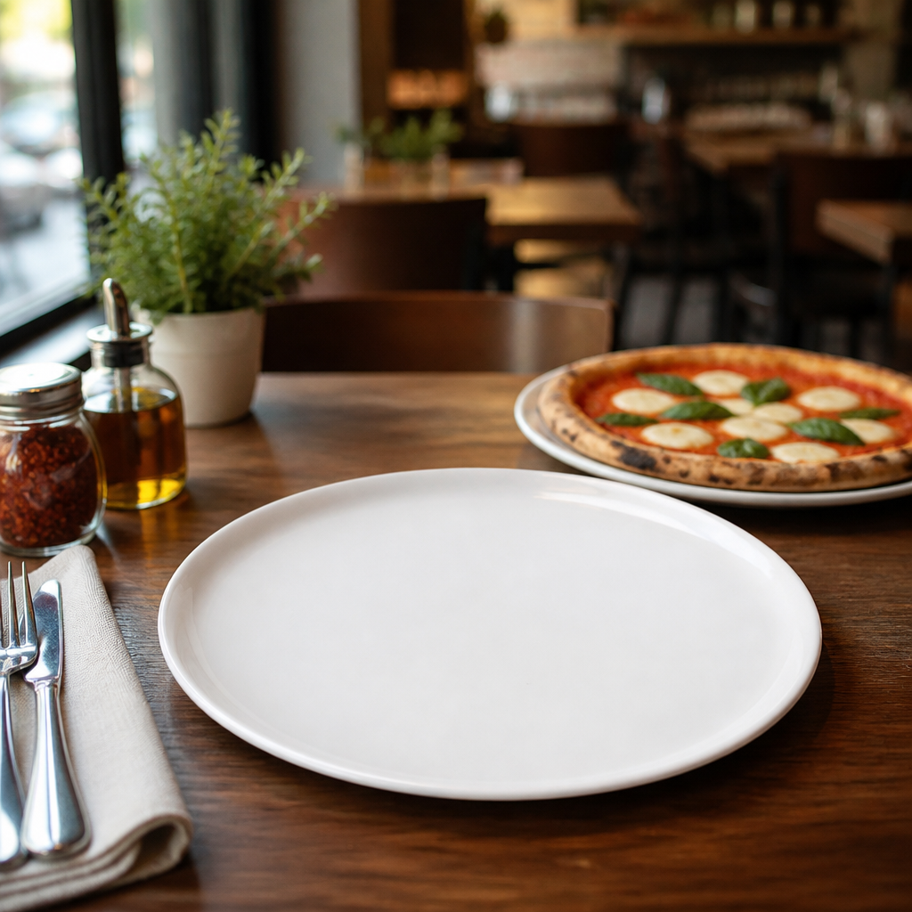 White Ceramic Pizza Plates 315mm for Restaurants & Cafés (Pack of 6)