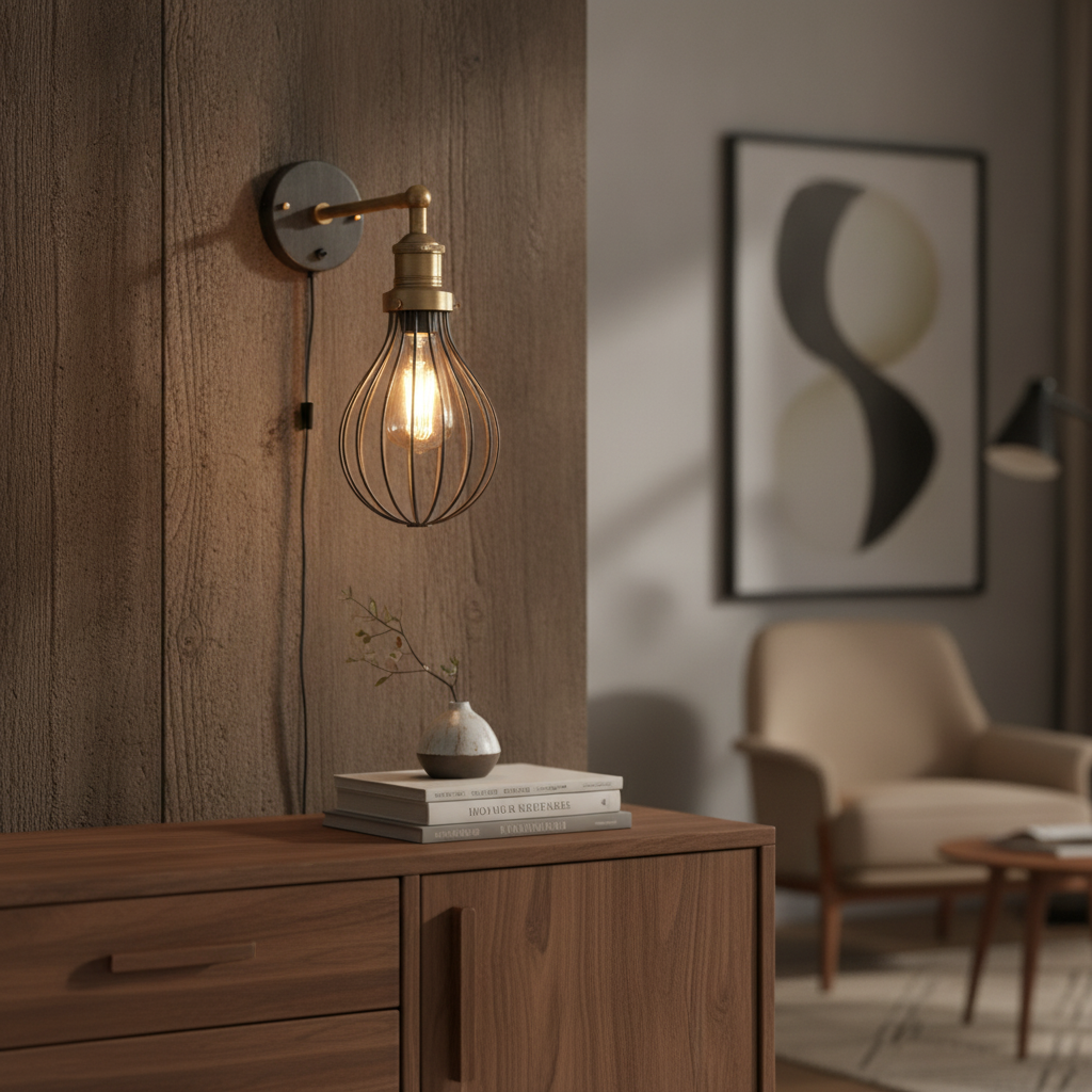 Iron Wall Light Bulb Cage in Pewter for Stylish Interiors