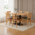 Rubber Wood Dining Table with 4 Chairs 750mm for Home Dining