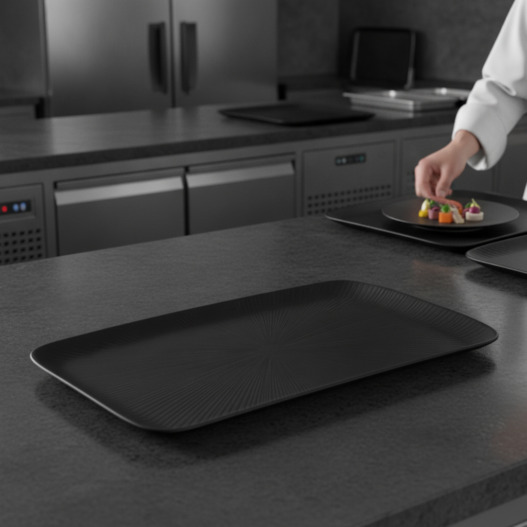 Melamine Black Tray 530x325mm for Stylish Dining