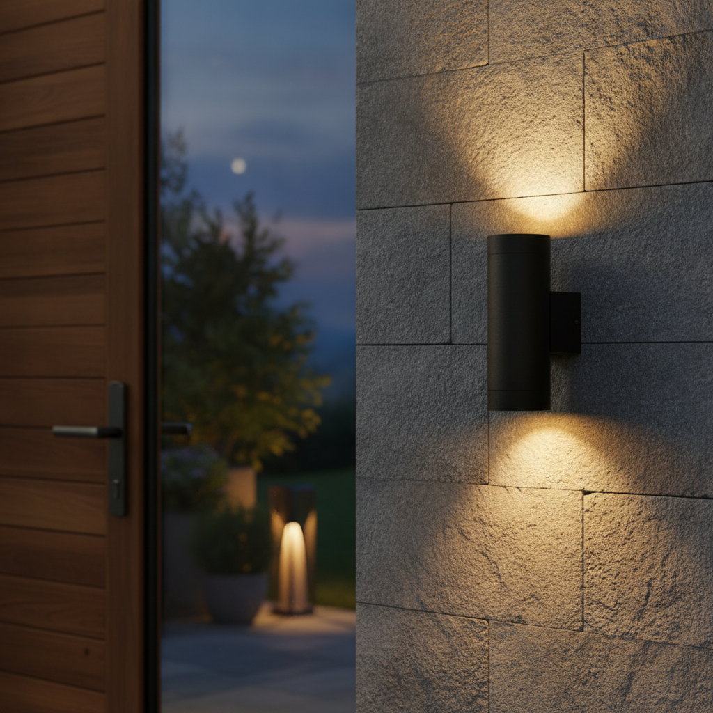 Aluminium Outdoor Wall Light in Black for Patios & Doorways