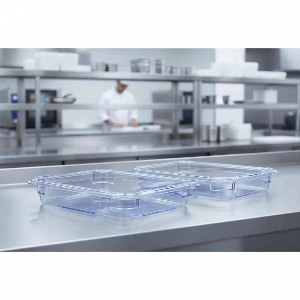 Plastic GN 1/2 Food Storage Container 65mm for Commercial Use