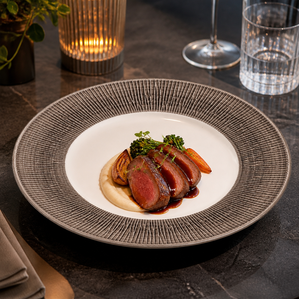 Bamboo Wide Rim Bowls 280mm in Dusk for Elegant Dining