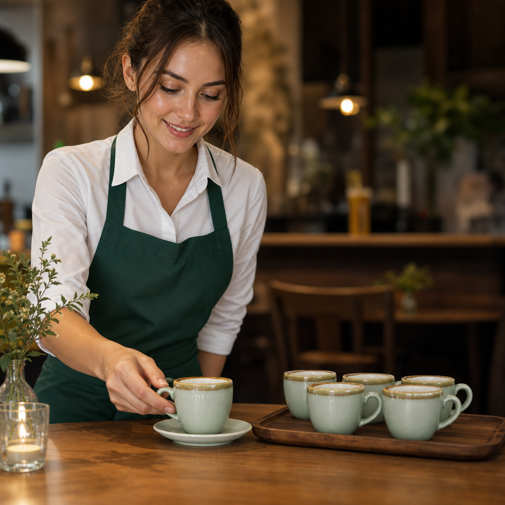 Porcelain Espresso Cups 85ml for Coffee & Desserts (Pack of 6)