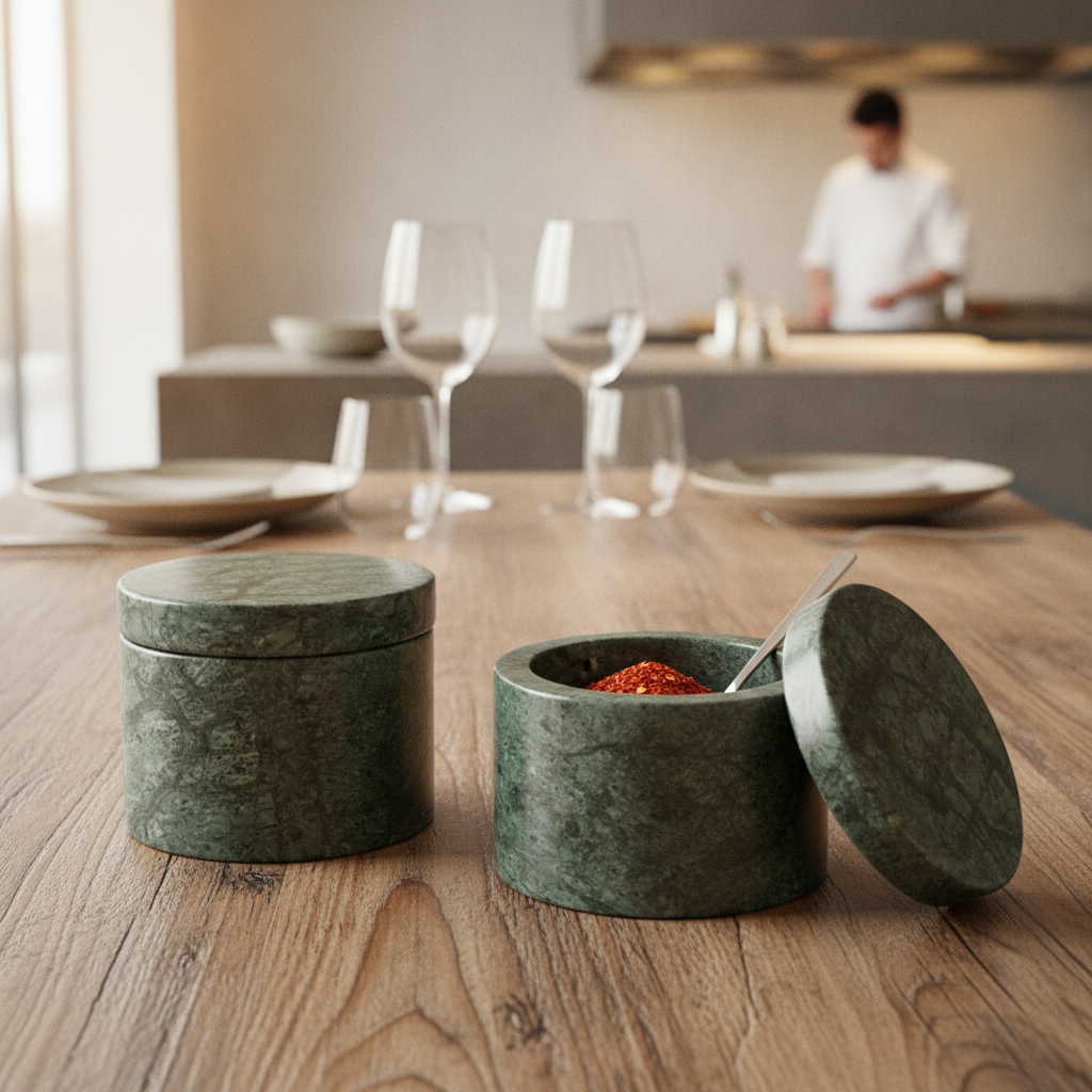 Stone Green Marble Box 60mm for Serving Dips & Spices (Pack of 2)