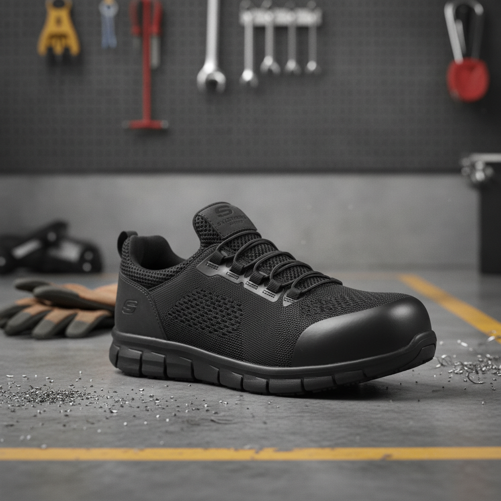 Aluminium Alloy Safety Shoes in Black for Work Environments
