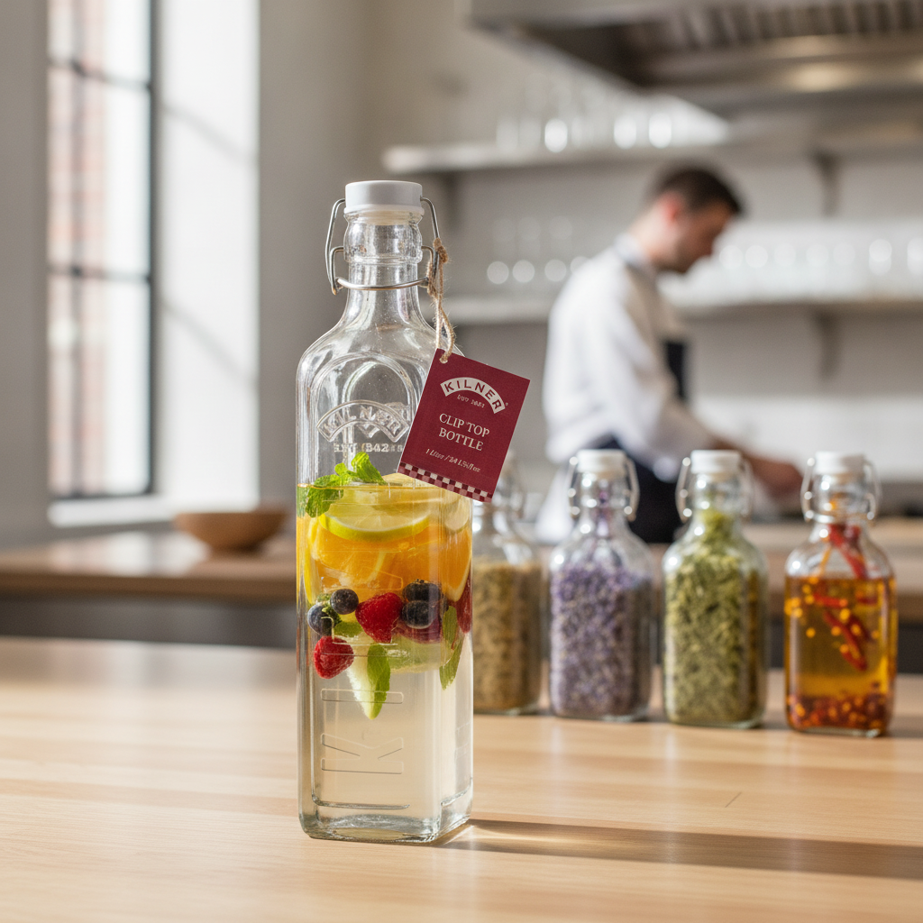 Glass Clip Top Bottle 1000ml for Preserving & Infusing