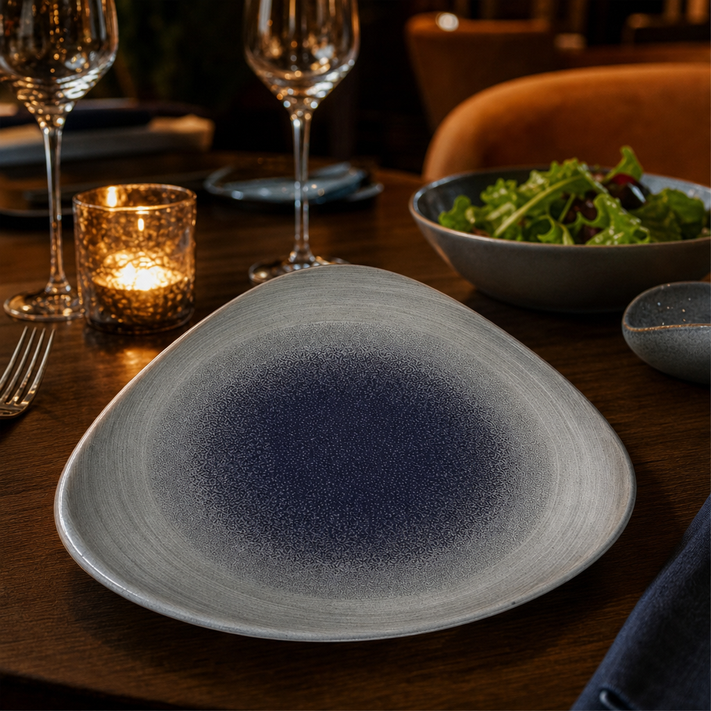 Plates Grey Vitrified Porcelain for Elegant Dining (Pack of 12)