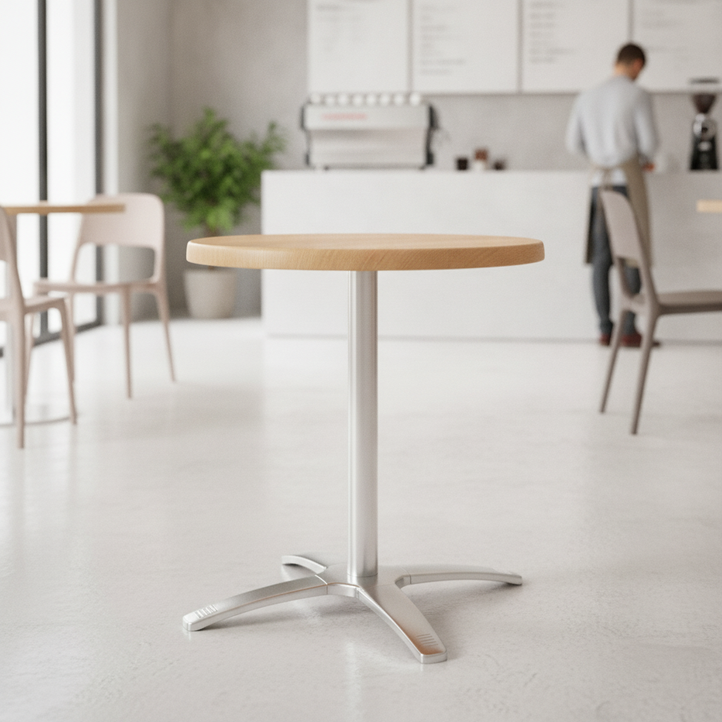 Aluminium Round Table Top with Beech Effect Finish 600x650mm for Cafés