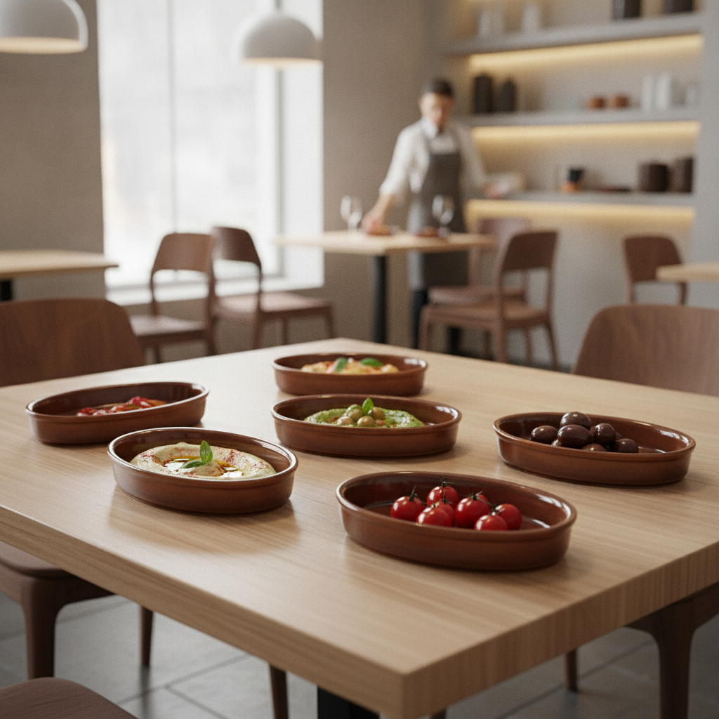 Porcelain Rustic Brown Mezze Dishes 170mm for Serving (Pack of 6)