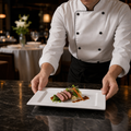 Wide Rim Rectangular Plates 200x130mm Porcelain for Fine Dining (Pack of 6)