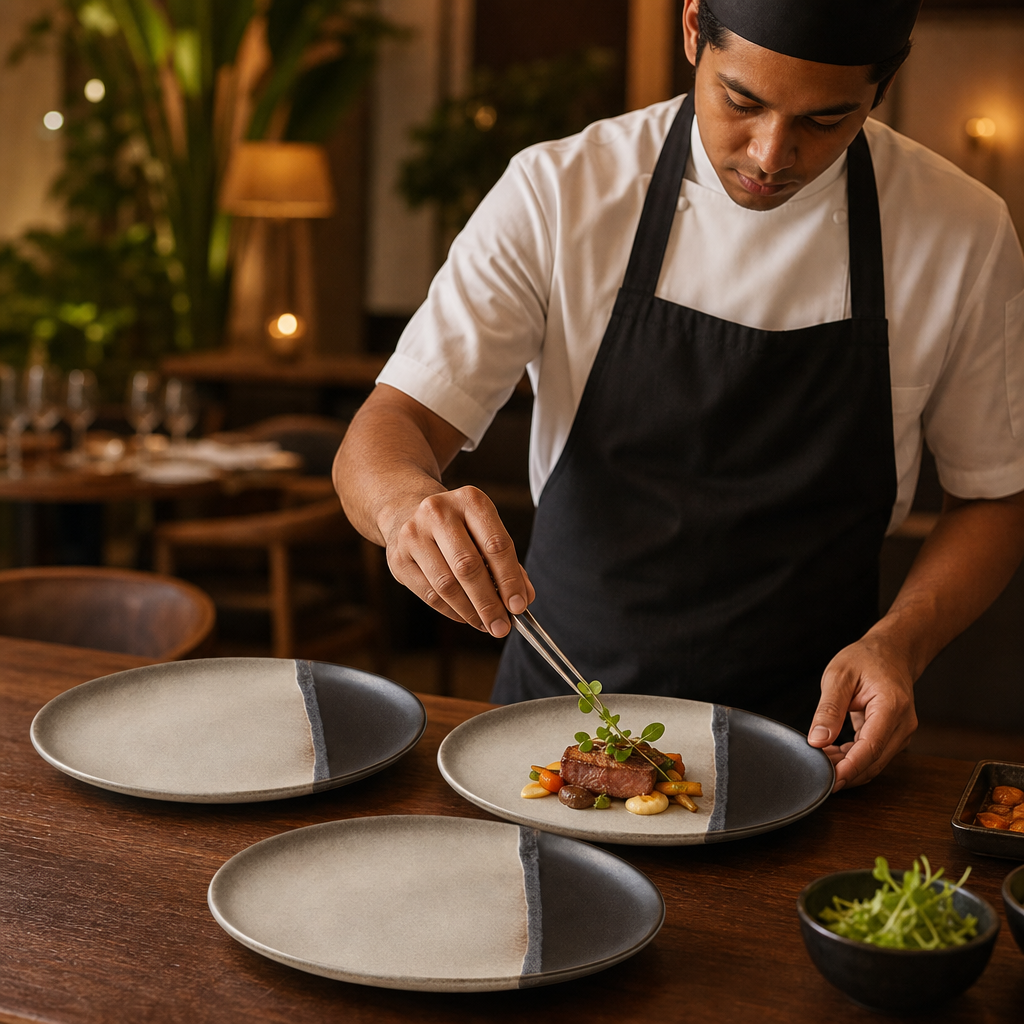 Plates 230mm Stoneware for Everyday Use (Pack of 6)