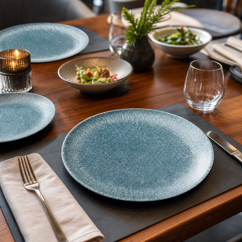 Round Plates Blue Porcelain for Stylish Dining (Pack of 12)