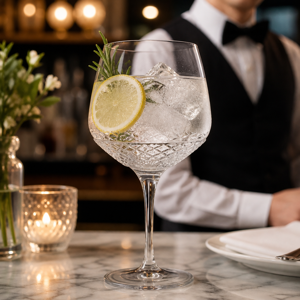 Glass Gin Glasses 800ml with Vintage Design for Cocktails (Pack of 12)