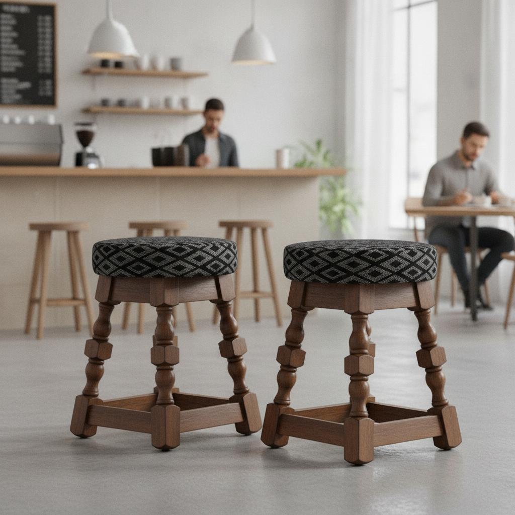 Rubber Wood Low Bar Stools 500mm for Pubs & Cafés (Pack of 2)