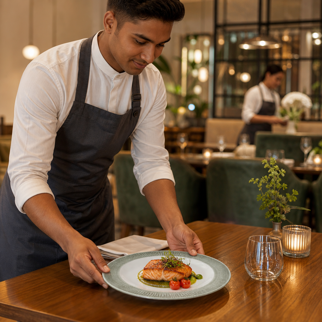 Footed Plates 233mm Vitrified Ceramic for Restaurants (Pack of 12)