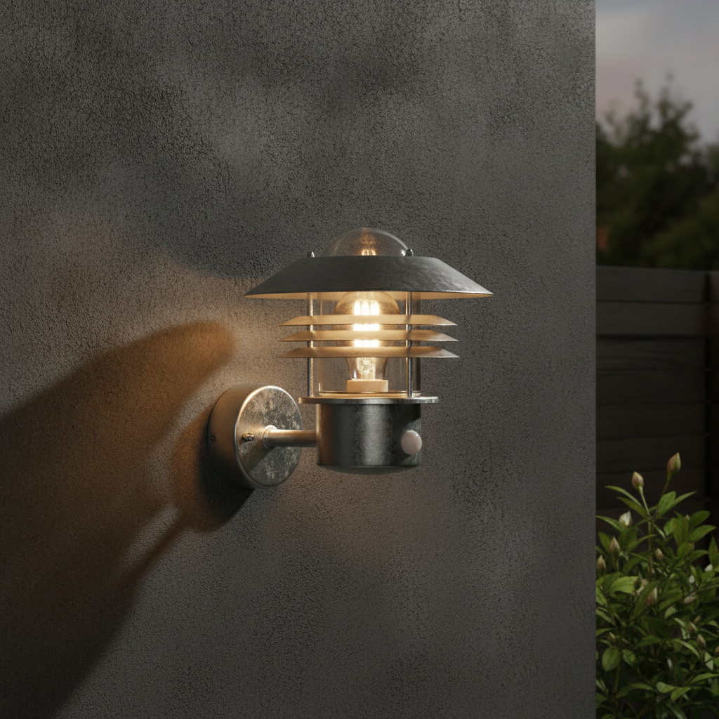 Steel Outdoor Wall Light with Motion Sensor for Patios & Entrances