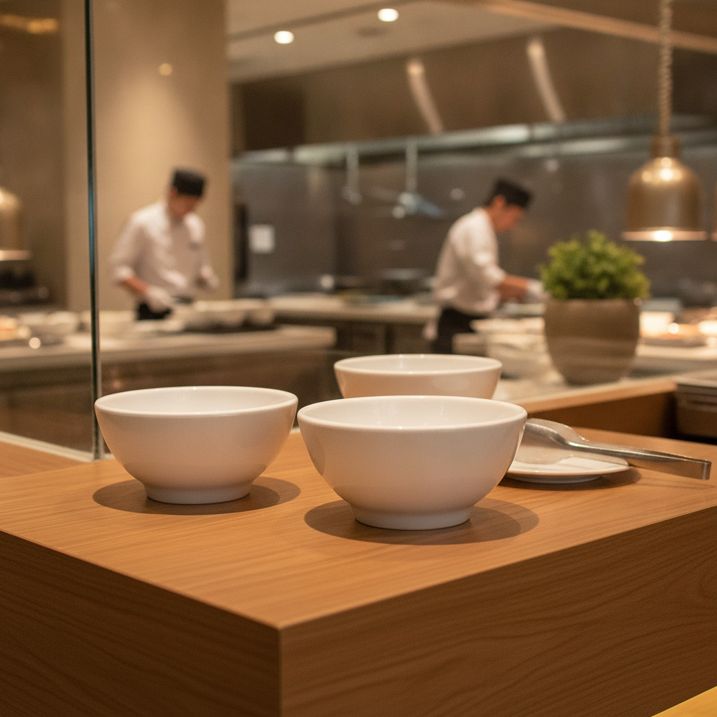 Melamine White Round Bowl 130mm for Buffet Service