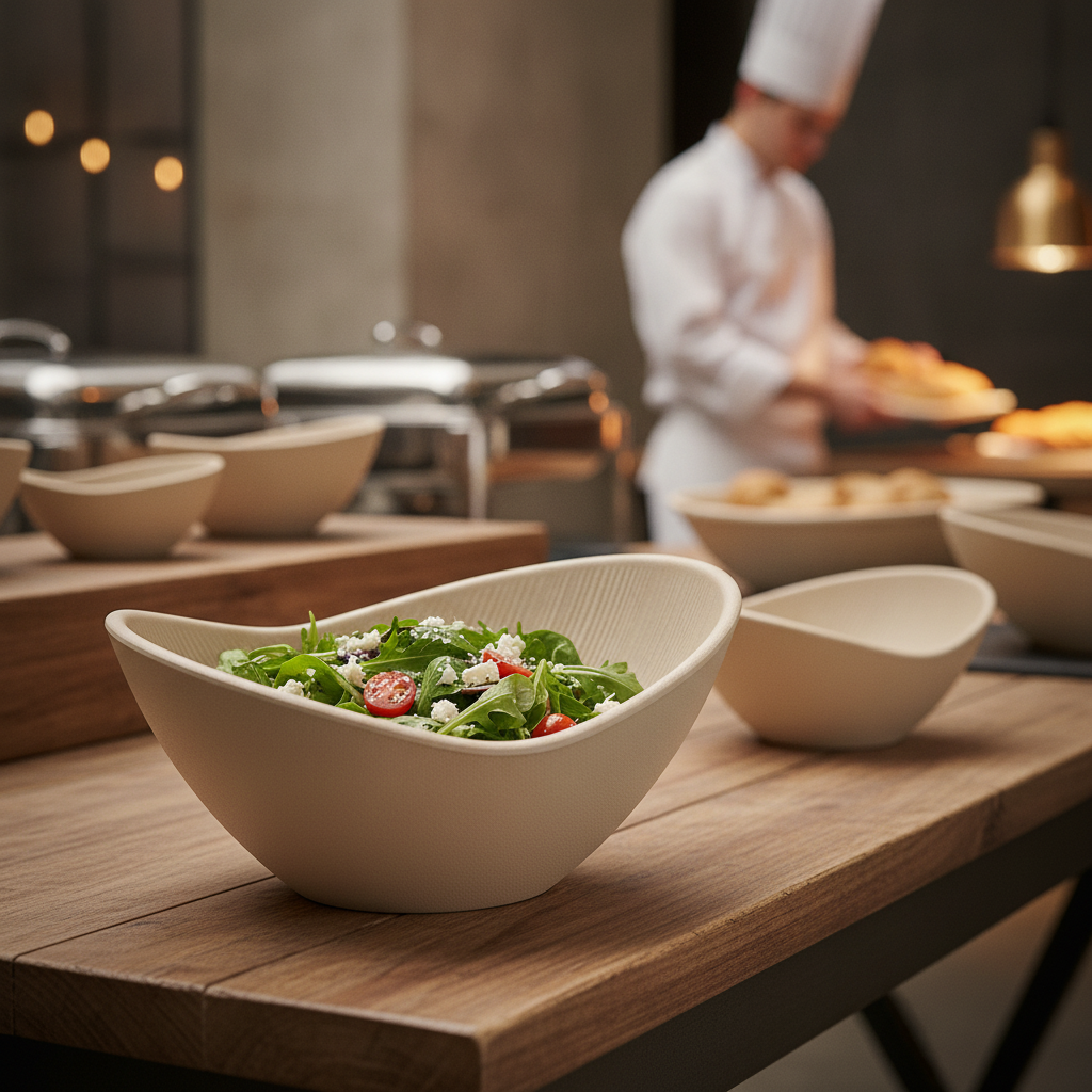 Melamine Serving Bowl 500ml in Sand for Buffets & Catering