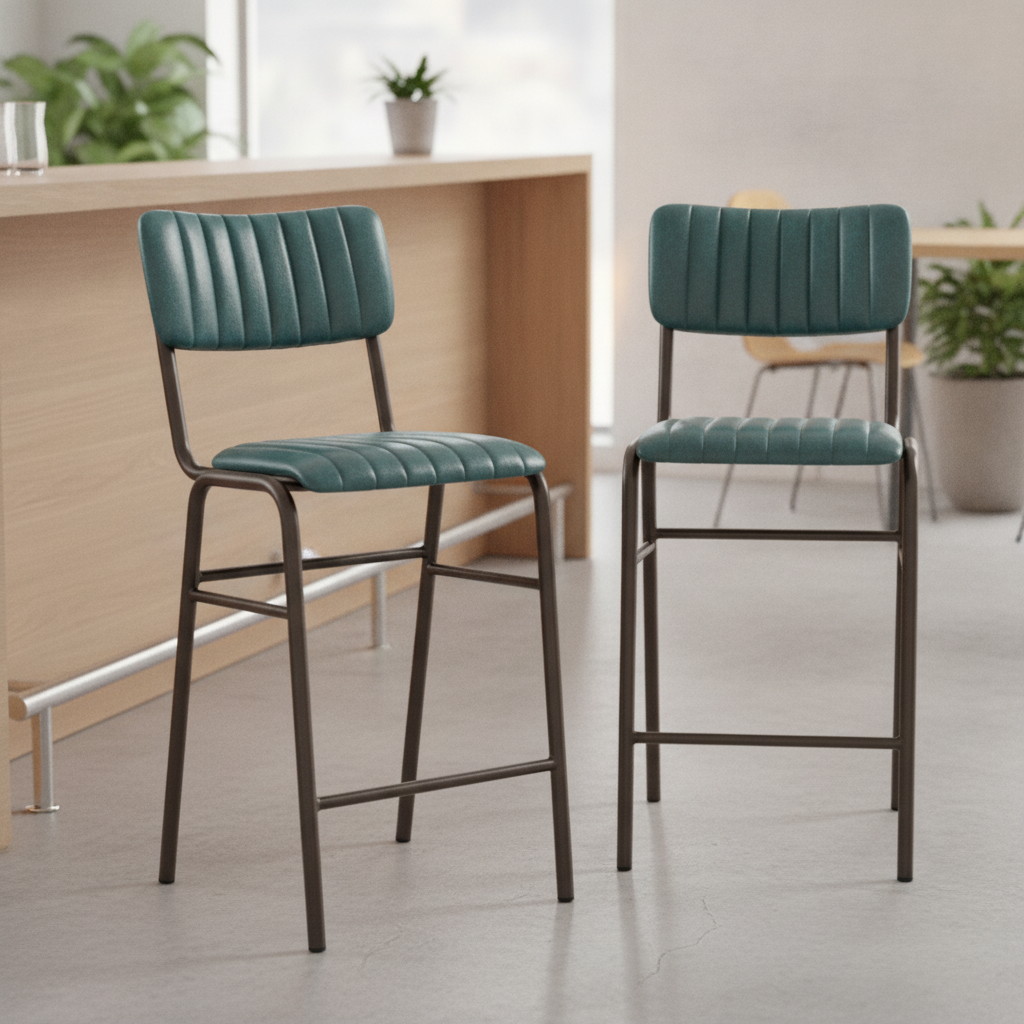 Metal Vintage Teal Stacking Bar Stools 1000mm for Restaurants & Cafés (Pack of 2)