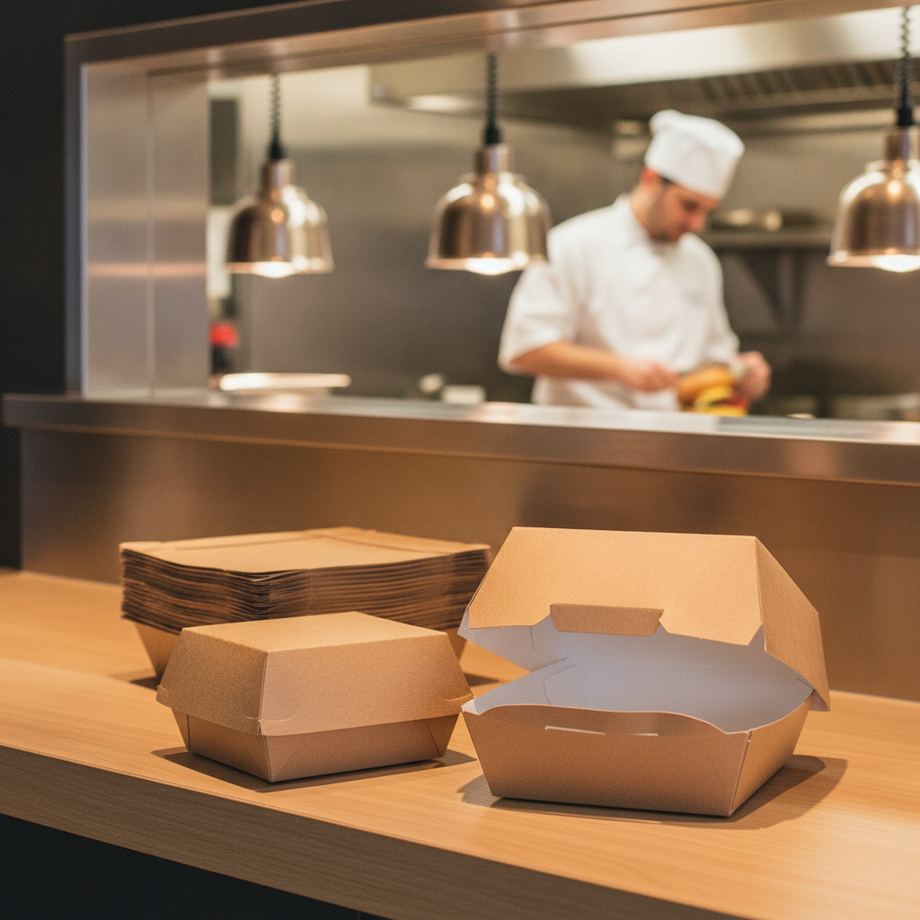 Kraft Paperboard Burger Boxes for Food-to-Go (Pack of 250)