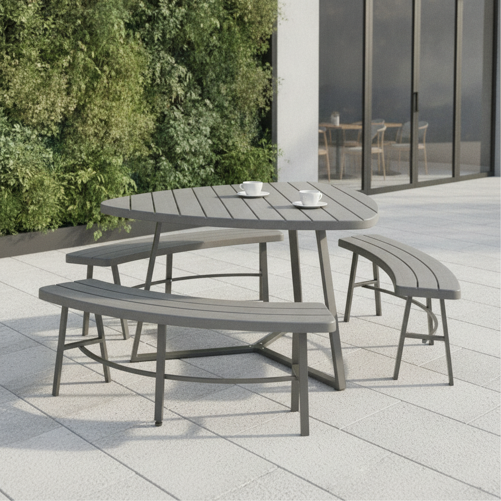 HDPE Grey Picnic Bench Set 745mm for Outdoor and Indoor Dining