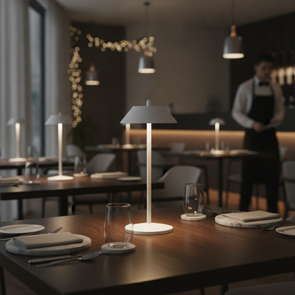 Metal Rechargeable LED Table Lamp 300mm for Restaurant Settings