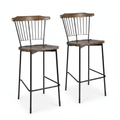 Wood & Steel High Bar Stools 1120x520mm for Indoor Dining (Pack of 2)